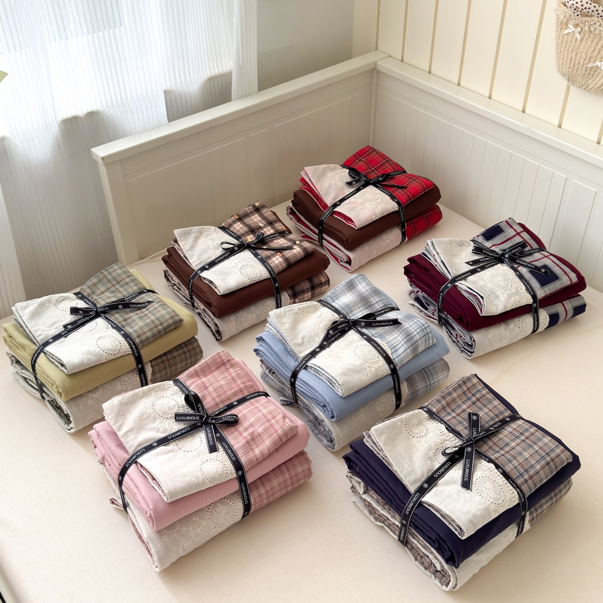 上尚居 2025新款高克重法式复古无印风亚麻原麻四件套 组合图