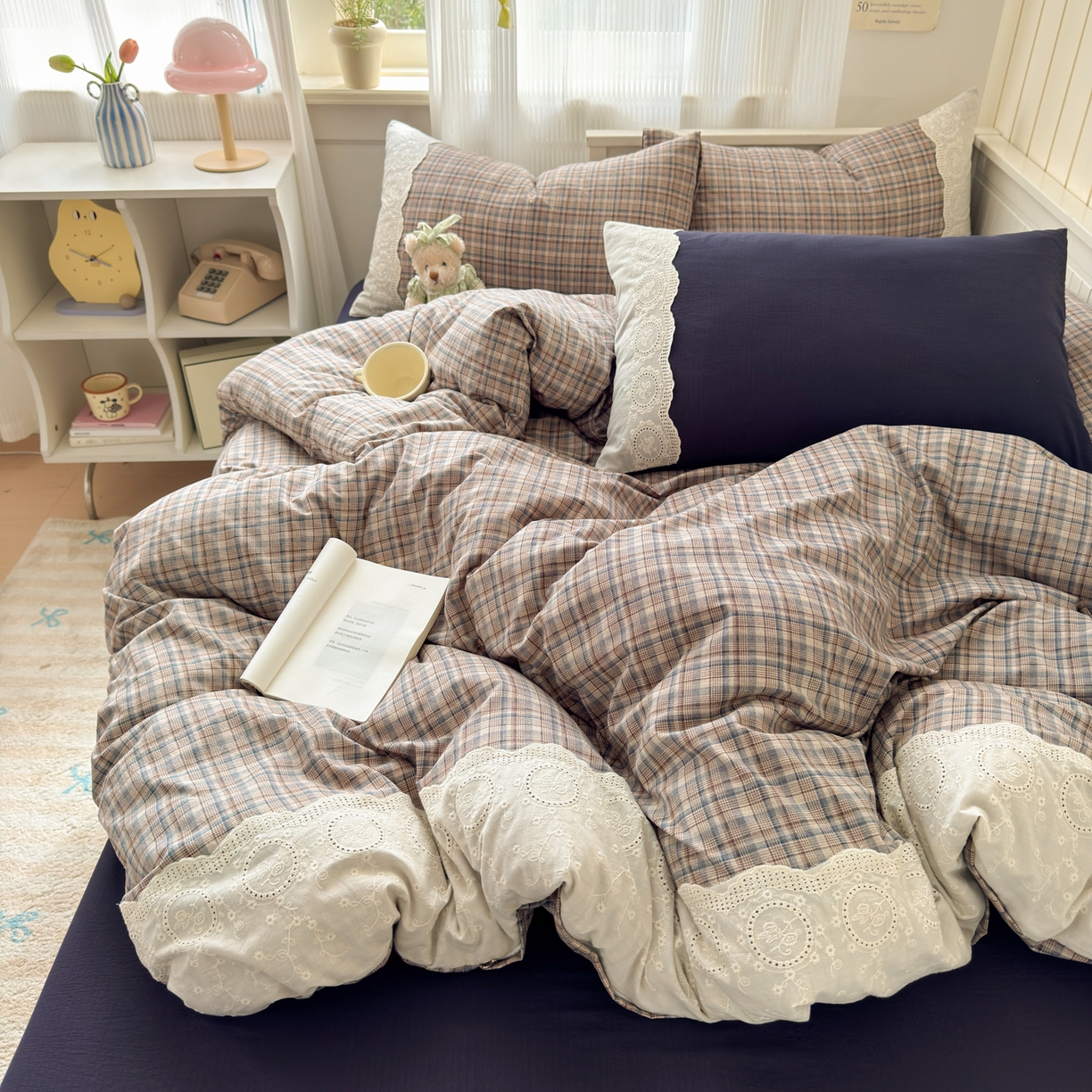 91家纺网 家纺一手货源 找家纺 上尚居 2025新款高克重法式复古无印风亚麻原麻四件套 卡布奇诺