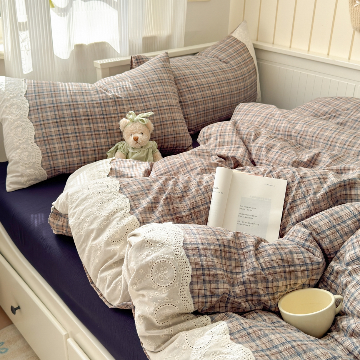 91家纺网 家纺一手货源 找家纺 上尚居 2025新款高克重法式复古无印风亚麻原麻四件套 卡布奇诺