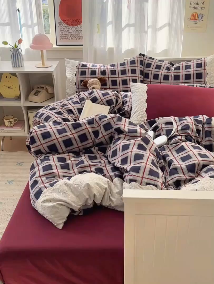 91家纺网 家纺一手货源 找家纺 上尚居 2025新款高克重法式复古无印风亚麻原麻四件套 布朗妮