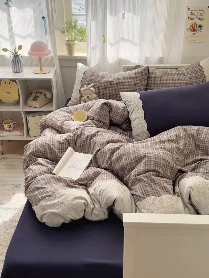 91家纺网 家纺一手货源 找家纺 上尚居 2025新款高克重法式复古无印风亚麻原麻四件套 卡布奇诺