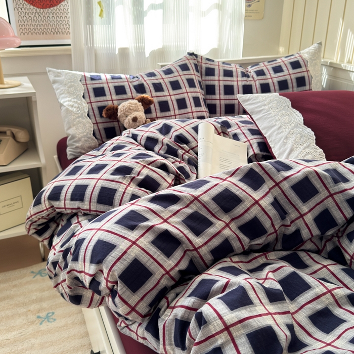 91家纺网 家纺一手货源 找家纺 上尚居 2025新款高克重法式复古无印风亚麻原麻四件套 布朗妮