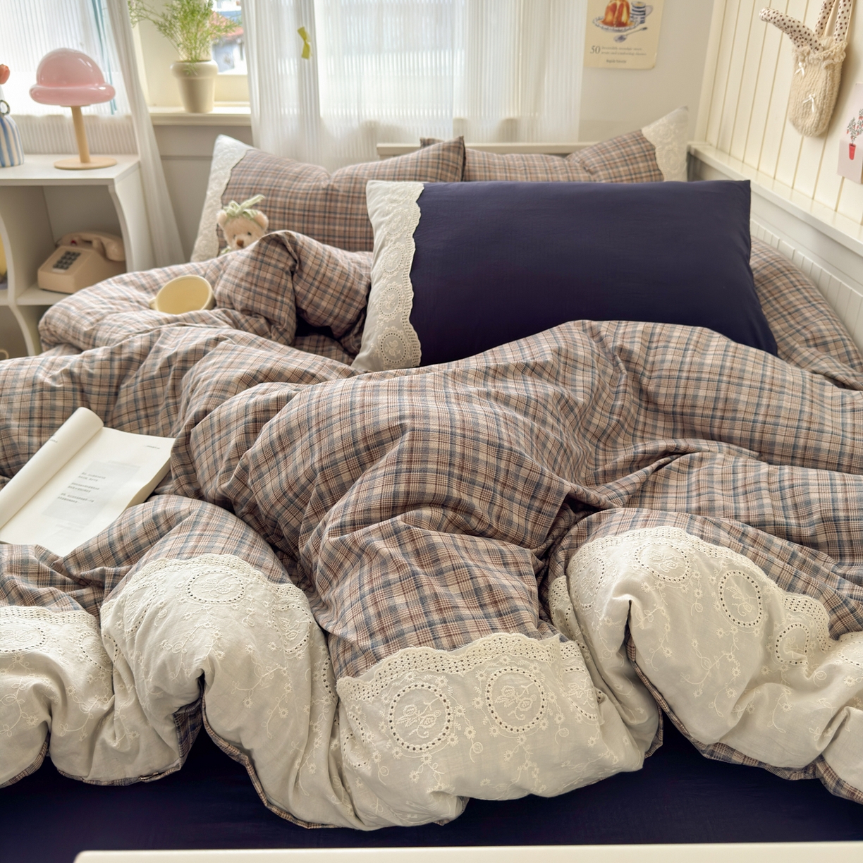 91家纺网 家纺一手货源 找家纺 上尚居 2025新款高克重法式复古无印风亚麻原麻四件套 卡布奇诺