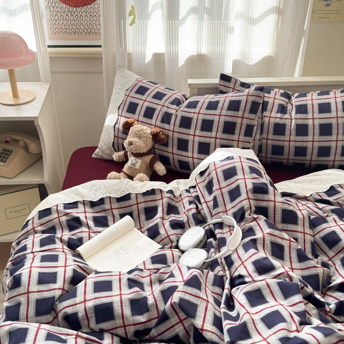 91家纺网 家纺一手货源 找家纺 上尚居 2025新款高克重法式复古无印风亚麻原麻四件套 布朗妮