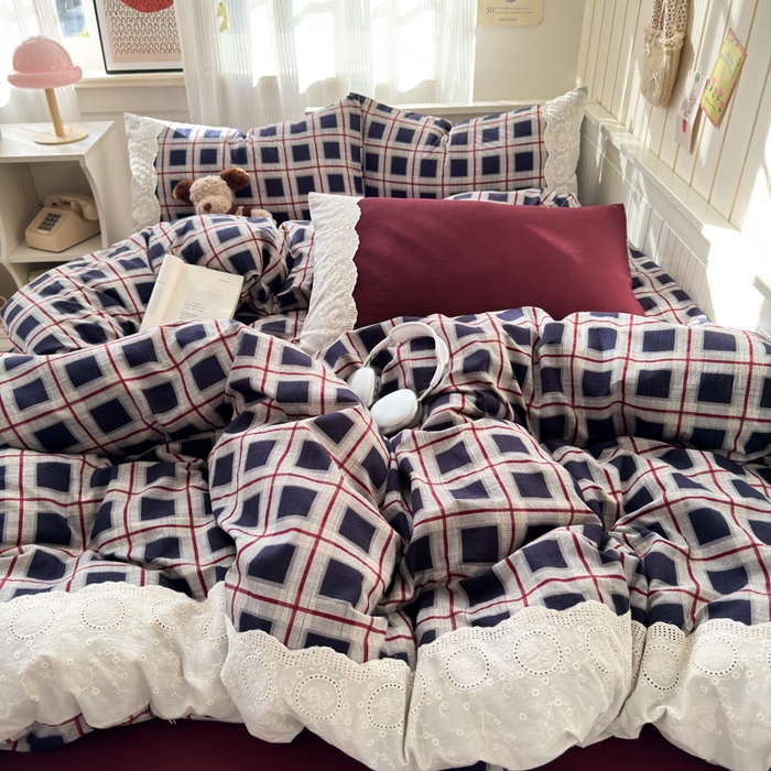 91家纺网 家纺一手货源 找家纺 上尚居 2025新款高克重法式复古无印风亚麻原麻四件套 布朗妮