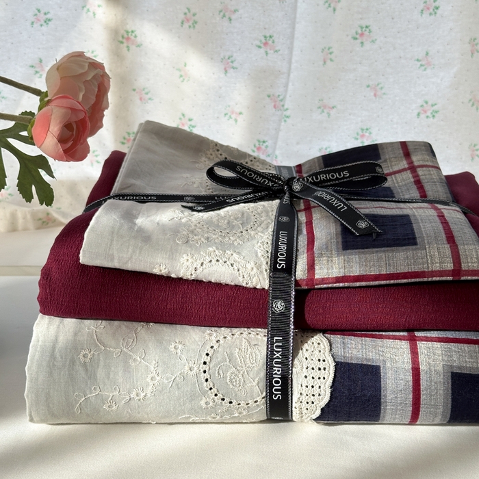 91家纺网 家纺一手货源 找家纺 上尚居 2025新款高克重法式复古无印风亚麻原麻四件套 布朗妮