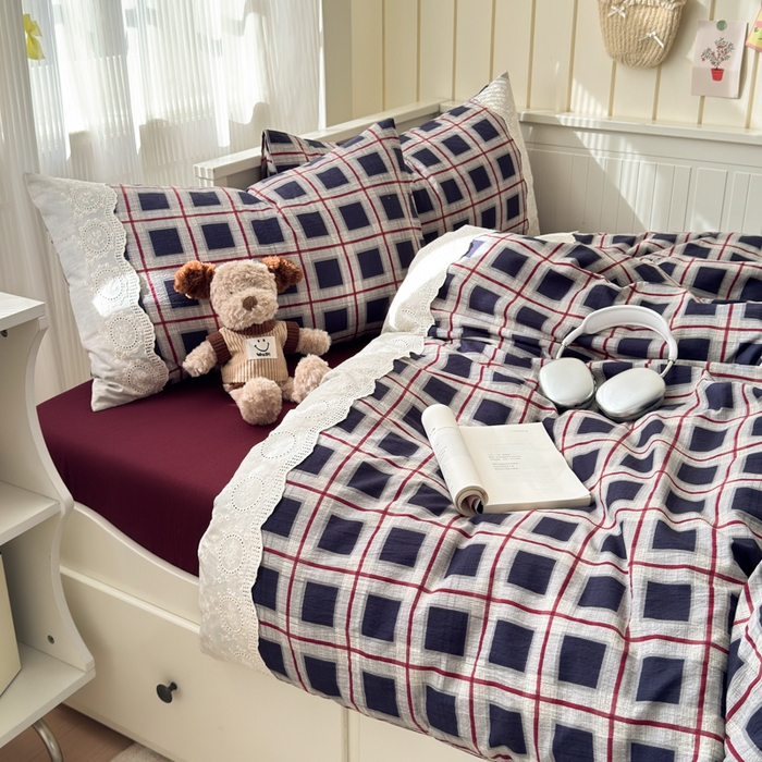 91家纺网 家纺一手货源 找家纺 上尚居 2025新款高克重法式复古无印风亚麻原麻四件套 布朗妮