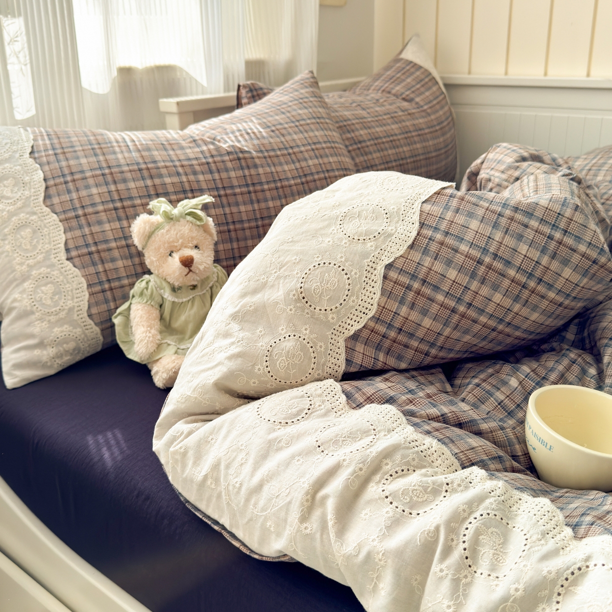 91家纺网 家纺一手货源 找家纺 上尚居 2025新款高克重法式复古无印风亚麻原麻四件套 卡布奇诺