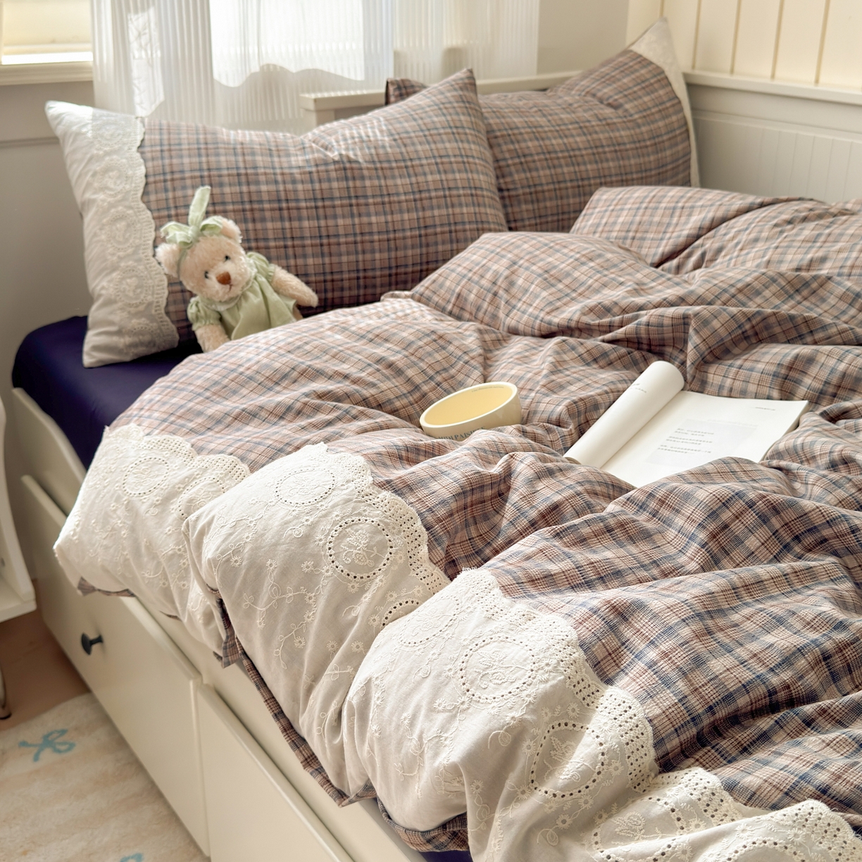 91家纺网 家纺一手货源 找家纺 上尚居 2025新款高克重法式复古无印风亚麻原麻四件套 卡布奇诺