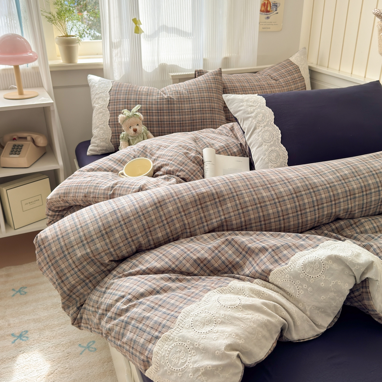 91家纺网 家纺一手货源 找家纺 上尚居 2025新款高克重法式复古无印风亚麻原麻四件套 卡布奇诺