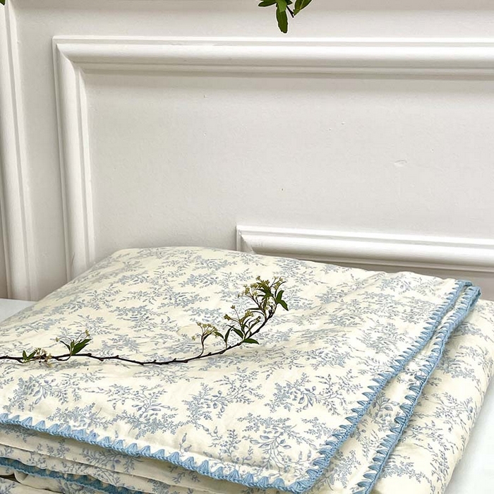 91家纺网 家纺一手货源 找家纺 源启生活 2025新款A类贝壳边款双层纱夏被 艾莎