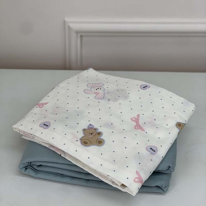 91家纺网 家纺一手货源 找家纺 源启生活 2025新款A类贝壳边款双层纱夏被 波点小兔