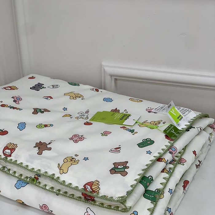 91家纺网 家纺一手货源 找家纺 源启生活 2025新款A类贝壳边款双层纱夏被 可爱多