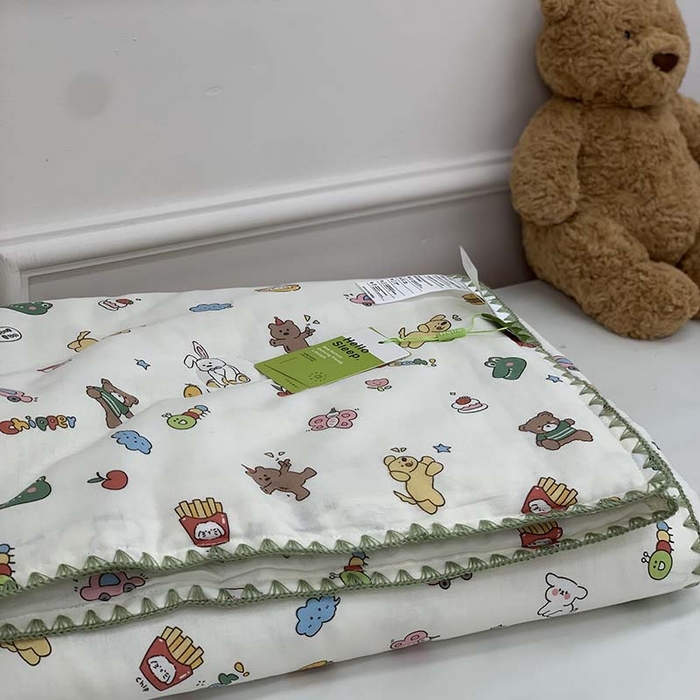 91家纺网 家纺一手货源 找家纺 源启生活 2025新款A类贝壳边款双层纱夏被 可爱多