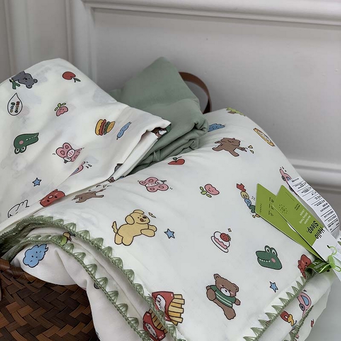 91家纺网 家纺一手货源 找家纺 源启生活 2025新款A类贝壳边款双层纱夏被 可爱多