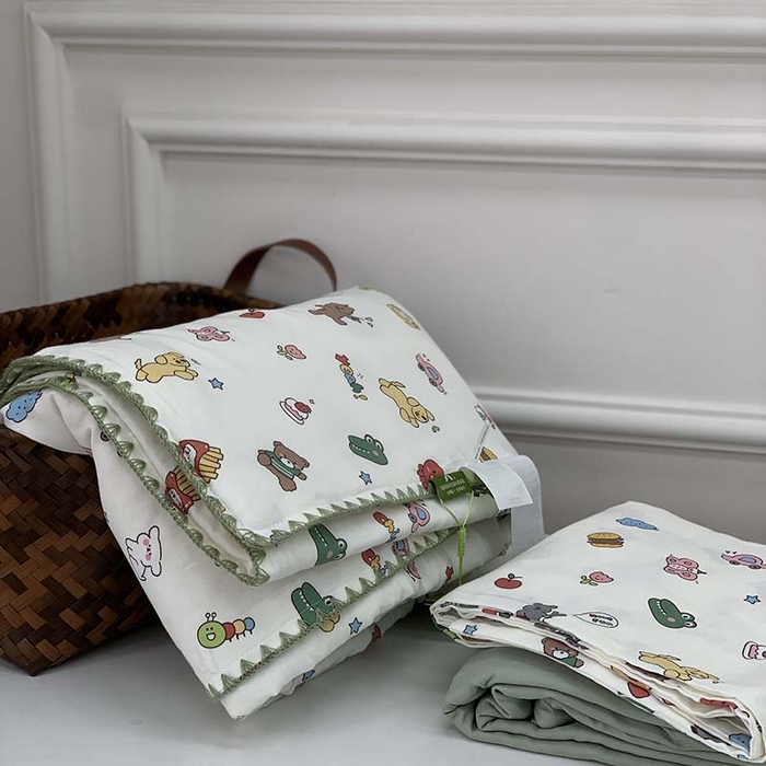 91家纺网 家纺一手货源 找家纺 源启生活 2025新款A类贝壳边款双层纱夏被 可爱多