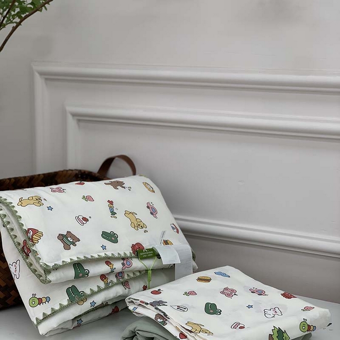 91家纺网 家纺一手货源 找家纺 源启生活 2025新款A类贝壳边款双层纱夏被 可爱多