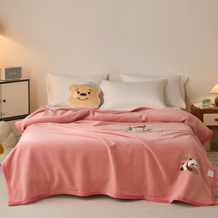 皇寝世家家居 2025新款仿绵羊绒毛毯兔绒毯办公室午睡毯子毛巾被 四季空调沙发盖毯 豆沙