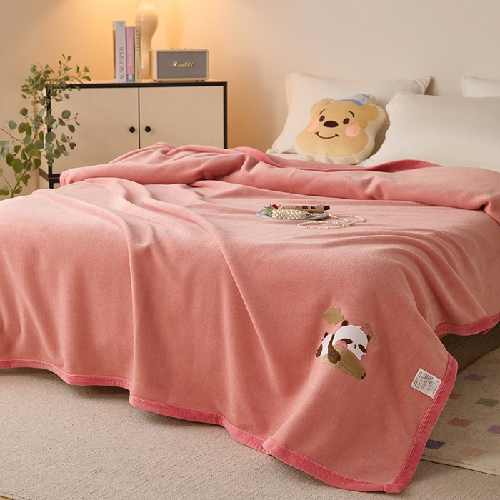 91家纺网 家纺一手货源 找家纺 皇寝世家家居 2025新款仿绵羊绒毛毯兔绒毯办公室午睡毯子毛巾被 四季空调沙发盖毯 豆沙