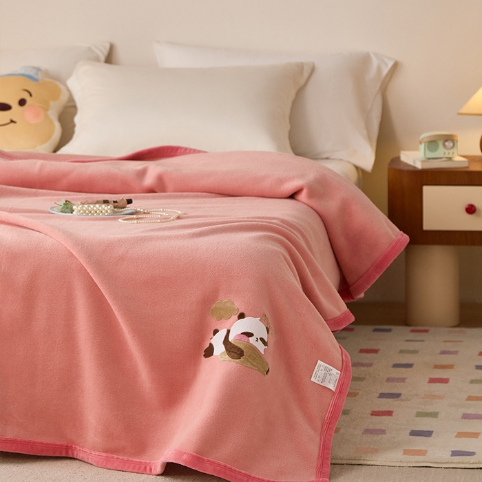 91家纺网 家纺一手货源 找家纺 皇寝世家家居 2025新款仿绵羊绒毛毯兔绒毯办公室午睡毯子毛巾被 四季空调沙发盖毯 豆沙