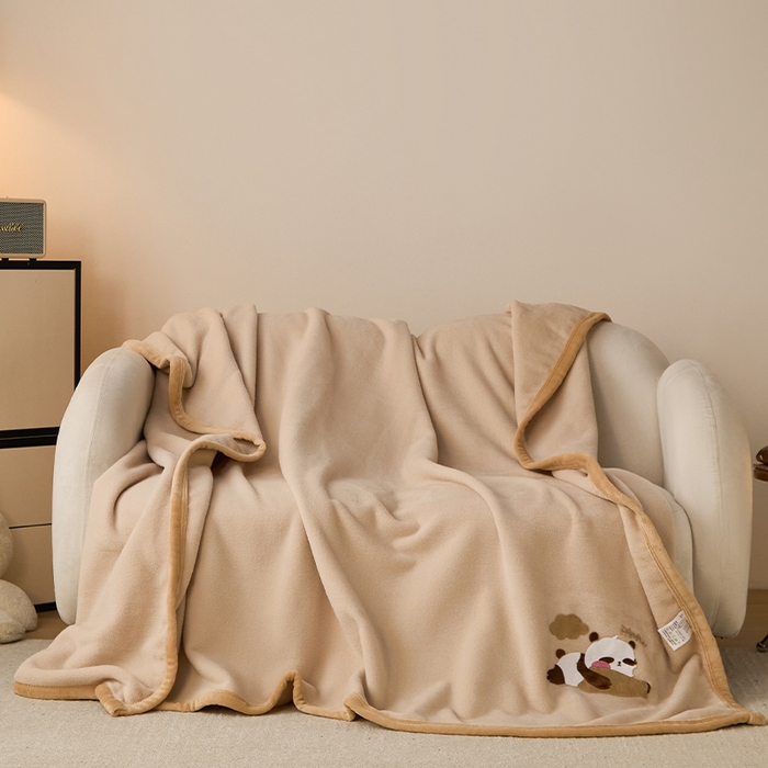 91家纺网 家纺一手货源 找家纺 皇寝世家家居 2025新款仿绵羊绒毛毯兔绒毯办公室午睡毯子毛巾被 四季空调沙发盖毯 浅咖