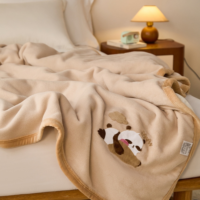 91家纺网 家纺一手货源 找家纺 皇寝世家家居 2025新款仿绵羊绒毛毯兔绒毯办公室午睡毯子毛巾被 四季空调沙发盖毯 浅咖