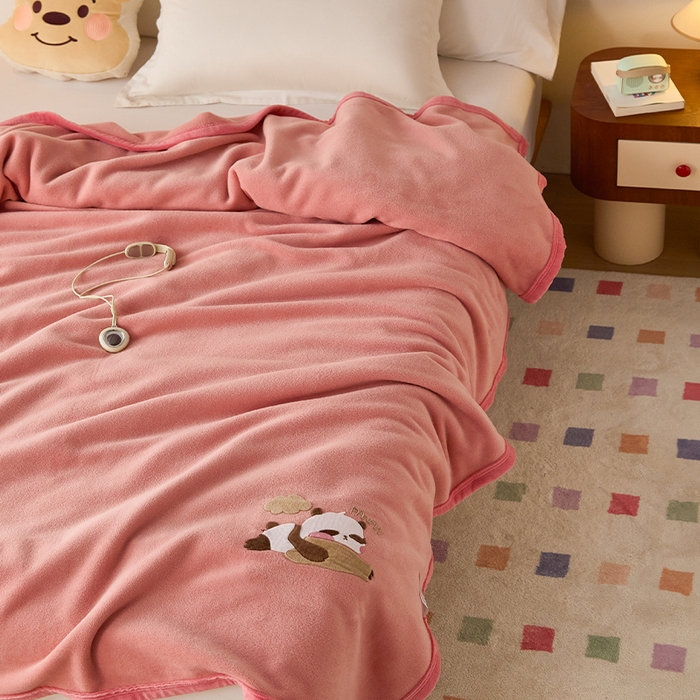 91家纺网 家纺一手货源 找家纺 皇寝世家家居 2025新款仿绵羊绒毛毯兔绒毯办公室午睡毯子毛巾被 四季空调沙发盖毯 豆沙