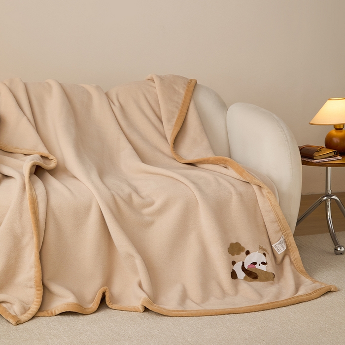 91家纺网 家纺一手货源 找家纺 皇寝世家家居 2025新款仿绵羊绒毛毯兔绒毯办公室午睡毯子毛巾被 四季空调沙发盖毯 浅咖