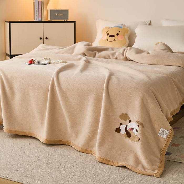 91家纺网 家纺一手货源 找家纺 皇寝世家家居 2025新款仿绵羊绒毛毯兔绒毯办公室午睡毯子毛巾被 四季空调沙发盖毯 浅咖