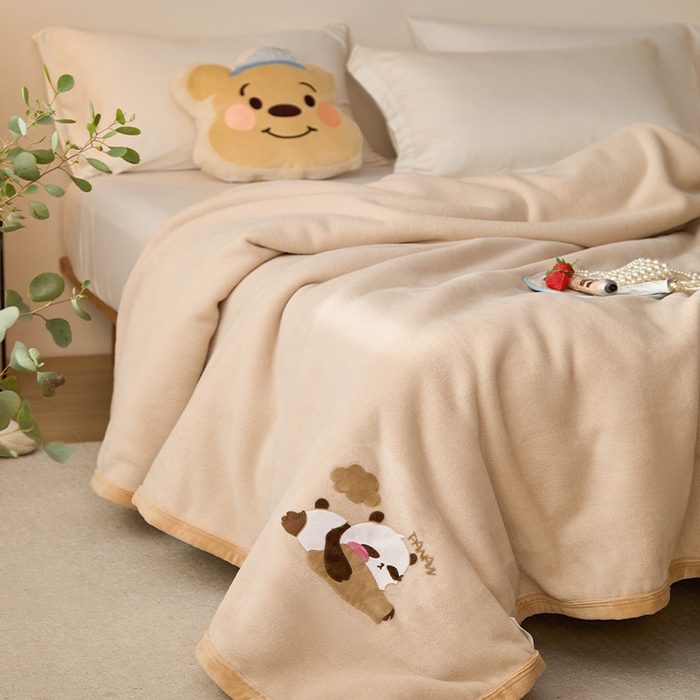 91家纺网 家纺一手货源 找家纺 皇寝世家家居 2025新款仿绵羊绒毛毯兔绒毯办公室午睡毯子毛巾被 四季空调沙发盖毯 浅咖