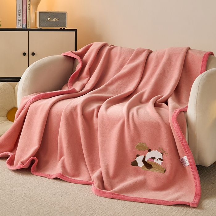 91家纺网 家纺一手货源 找家纺 皇寝世家家居 2025新款仿绵羊绒毛毯兔绒毯办公室午睡毯子毛巾被 四季空调沙发盖毯 豆沙