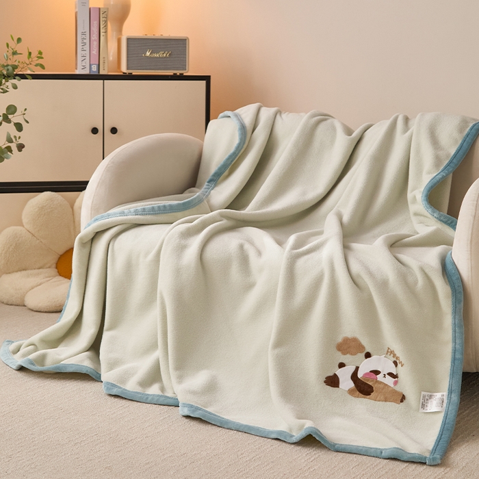 91家纺网 家纺一手货源 找家纺 皇寝世家家居 2025新款仿绵羊绒毛毯兔绒毯办公室午睡毯子毛巾被 四季空调沙发盖毯 浅绿