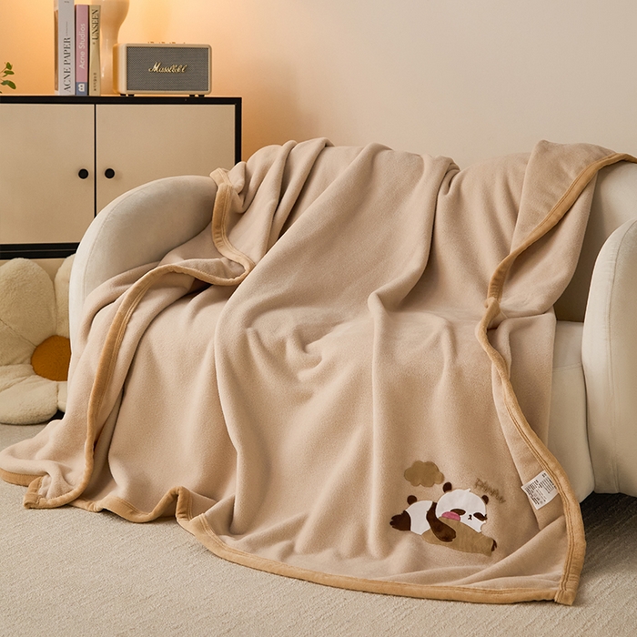 91家纺网 家纺一手货源 找家纺 皇寝世家家居 2025新款仿绵羊绒毛毯兔绒毯办公室午睡毯子毛巾被 四季空调沙发盖毯 浅咖