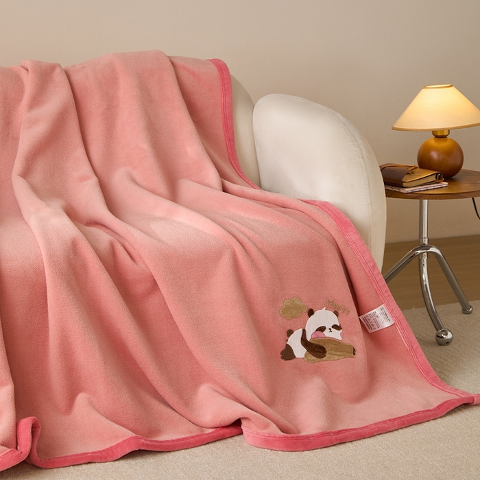 91家纺网 家纺一手货源 找家纺 皇寝世家家居 2025新款仿绵羊绒毛毯兔绒毯办公室午睡毯子毛巾被 四季空调沙发盖毯 豆沙