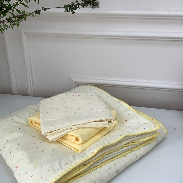 91家纺网 家纺一手货源 找家纺 源启生活 2025新款A类贝壳边款双层纱夏被 奶油派