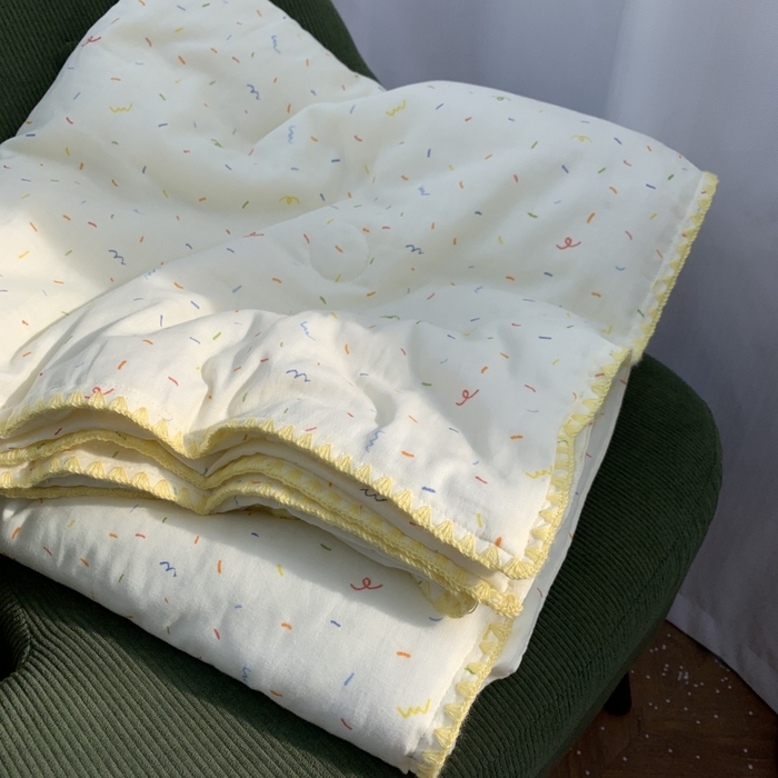 91家纺网 家纺一手货源 找家纺 源启生活 2025新款A类贝壳边款双层纱夏被 奶油派