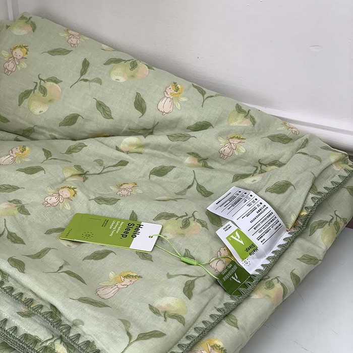 源启生活 2025新款A类贝壳边款双层纱夏被 苹果精灵