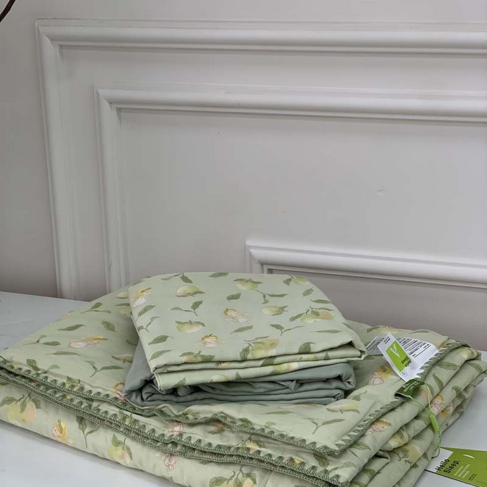 91家纺网 家纺一手货源 找家纺 源启生活 2025新款A类贝壳边款双层纱夏被 苹果精灵