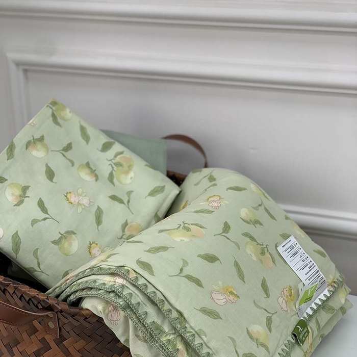 91家纺网 家纺一手货源 找家纺 源启生活 2025新款A类贝壳边款双层纱夏被 苹果精灵