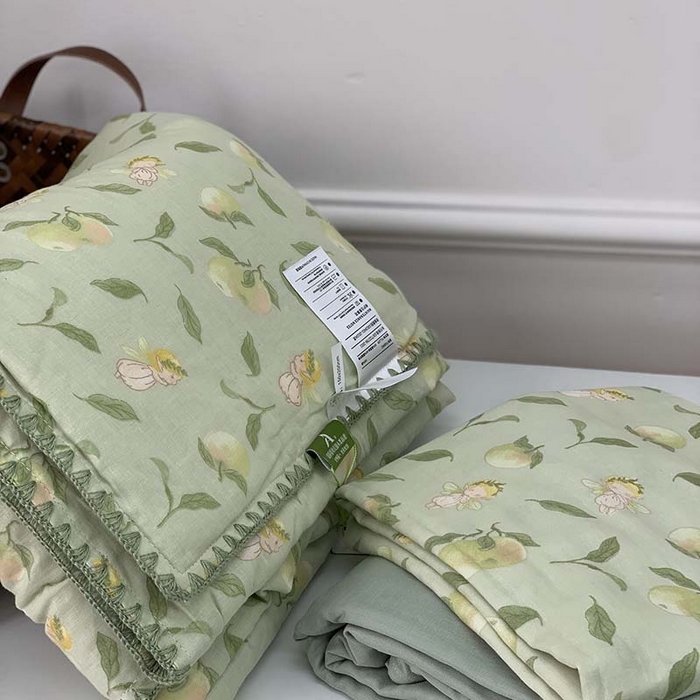 91家纺网 家纺一手货源 找家纺 源启生活 2025新款A类贝壳边款双层纱夏被 苹果精灵