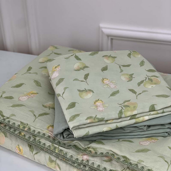 91家纺网 家纺一手货源 找家纺 源启生活 2025新款A类贝壳边款双层纱夏被 苹果精灵