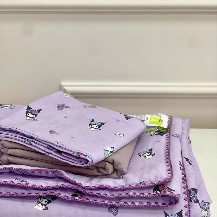 91家纺网 家纺一手货源 找家纺 源启生活 2025新款A类贝壳边款双层纱夏被 晚安库洛米