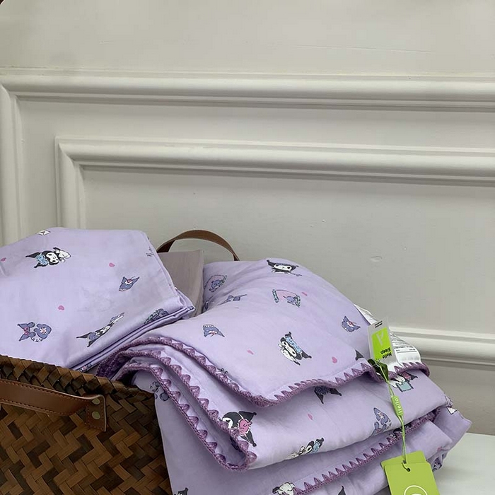 91家纺网 家纺一手货源 找家纺 源启生活 2025新款A类贝壳边款双层纱夏被 晚安库洛米