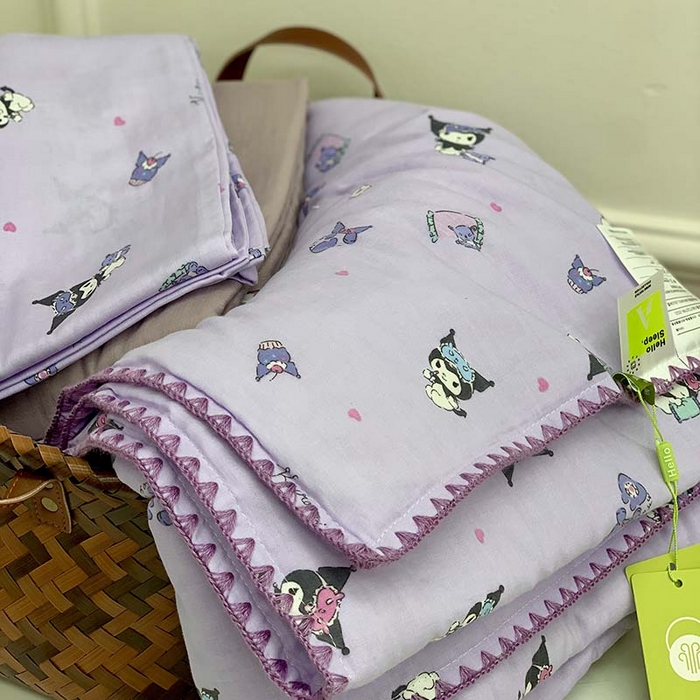 91家纺网 家纺一手货源 找家纺 源启生活 2025新款A类贝壳边款双层纱夏被 晚安库洛米