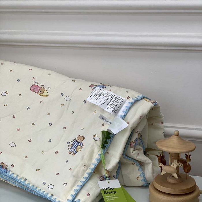 91家纺网 家纺一手货源 找家纺 源启生活 2025新款A类贝壳边款双层纱夏被 晚安熊