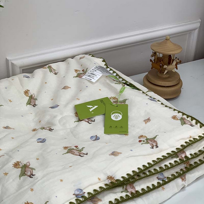 91家纺网 家纺一手货源 找家纺 源启生活 2025新款A类贝壳边款双层纱夏被 小王子