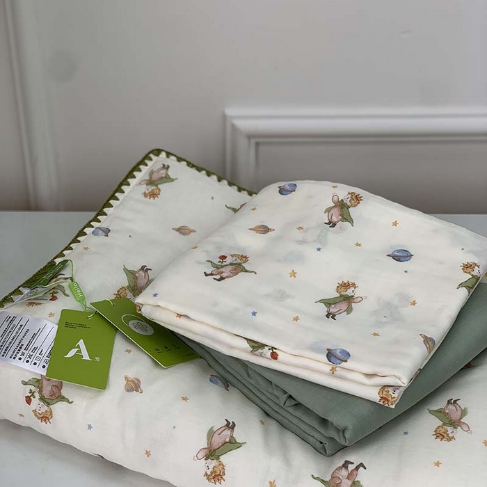 91家纺网 家纺一手货源 找家纺 源启生活 2025新款A类贝壳边款双层纱夏被 小王子