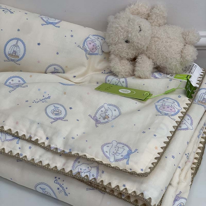 91家纺网 家纺一手货源 找家纺 源启生活 2025新款A类贝壳边款双层纱夏被 星星玉桂狗