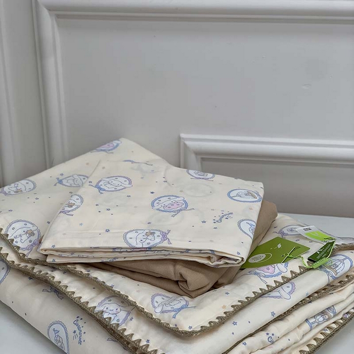 91家纺网 家纺一手货源 找家纺 源启生活 2025新款A类贝壳边款双层纱夏被 星星玉桂狗