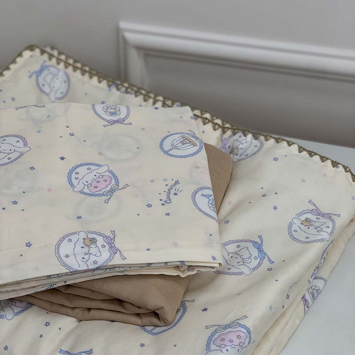 91家纺网 家纺一手货源 找家纺 源启生活 2025新款A类贝壳边款双层纱夏被 星星玉桂狗